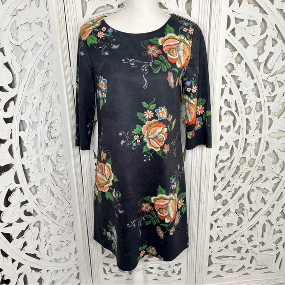 Anthropologie Dor Dor Moleskin Floral Shift Dress - Picture 1 of 8